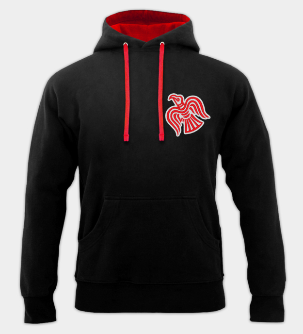 Sudadera con capucha bordada Cuervo Vikingo