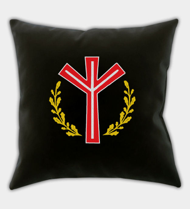 Funda de cojín bordada Runa Algiz