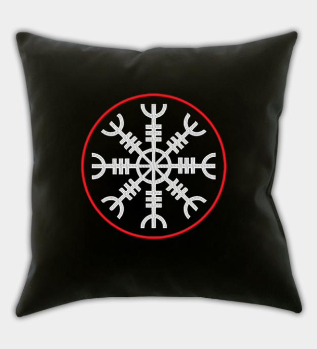Funda de cojín decorativo bordada Yelmo del Terror