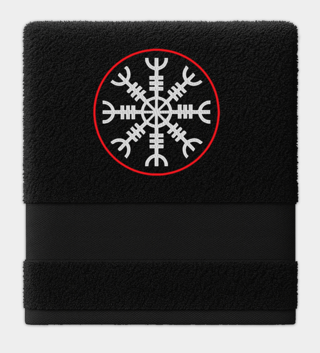 Toalla bordada con el Yelmo del Terror