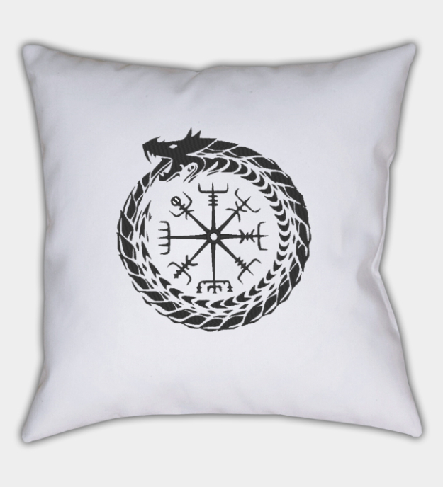 Funda de cojín decorativo bordada Serpiente de Midgard