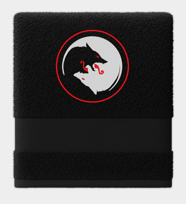 Toalla bordada con los Lobos de Odín