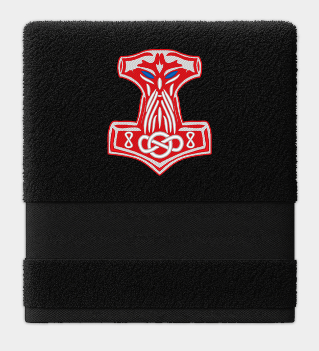 Toalla bordada con el Martillo de Thor, Mjolnir