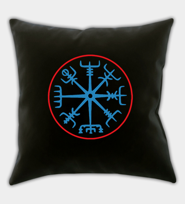 Funda de cojín decorativo bordada Vegvísir