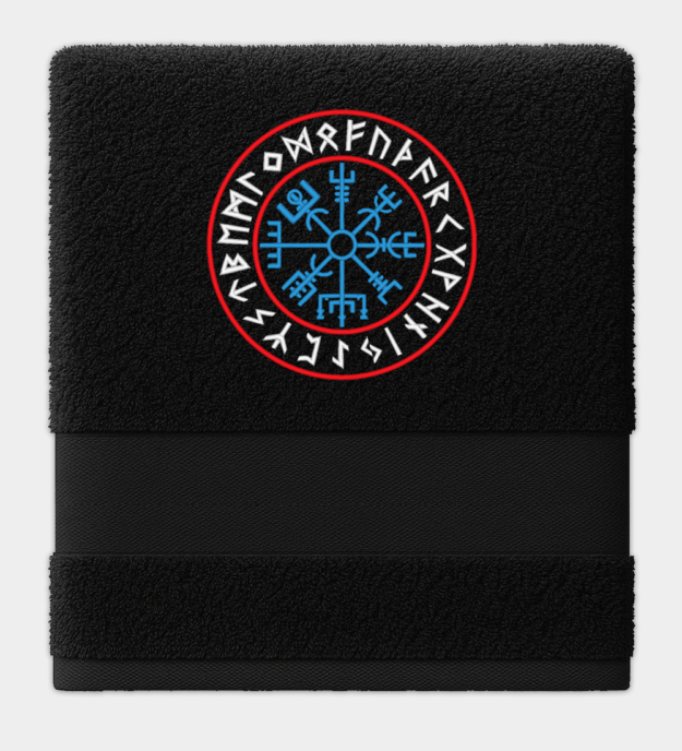 Toalla bordada con el Vegvísir Rúnico