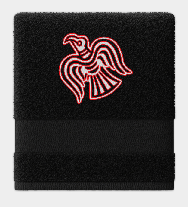 Toalla bordada con el Motivo de Cuervo Vikingo